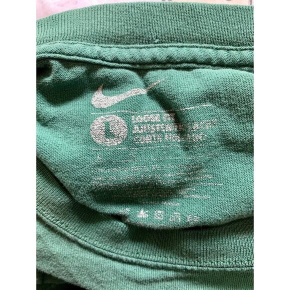 NIKE VTG 90s 2000s Hunter Green Worn “Just Do This” Loose Fit Blue Soft Cotton - Picture 5 of 5